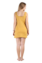 BLAZON Women's Cotton Hosiery Selfie Midi Slip (Whiskey / Mustard; Sizes: XS, S, M, L, XL, 2XL, 3XL, 4XL, 5XL) Back View