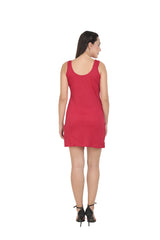 BLAZON Women's Cotton Hosiery Selfie Midi Slip (Red; Sizes: XS, S, M, L, XL, 2XL, 3XL, 4XL, 5XL) Back View
