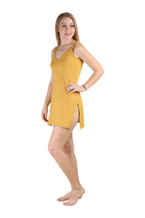 BLAZON Women's Cotton Hosiery Selfie Midi Slip (Whiskey; Sizes: XS, S, M, L, XL, 2XL, 3XL, 4XL, 5XL) Side View