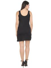 BLAZON Women's Cotton Hosiery Selfie Midi Slip (Black; Sizes: XS, S, M, L, XL, 2XL, 3XL, 4XL, 5XL) Back View