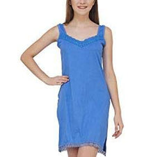 BLAZON Women's Cotton Hosiery Fairy Full Slip (Available Sizes: S, M, L, XL, 2XL, 3XL, 4XL, 5XL) - Azure Blue
