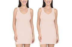 BLAZON Women's Cotton Hosiery Selfie Midi Slip Combo Pack of 2 (Available Sizes: XS, S, M, L, XL, 2XL, 3XL, 4XL, 5XL) - Peach