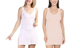 BLAZON Women's Cotton Hosiery Selfie Midi Slip Combo Pack of 2 (Available Sizes: XS, S, M, L, XL, 2XL, 3XL, 4XL, 5XL) - Strawberry Frost, Peach