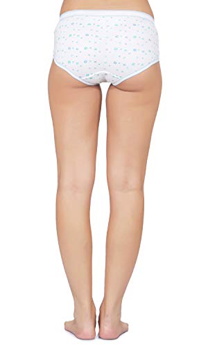 BLAZON Premium Beauty Women's White Printed Broad Elastic Cotton Panties Pack of 3