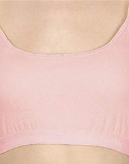 BLAZON Women Sports Bra Premium Tee Free Lycra - Cream, Light Pink