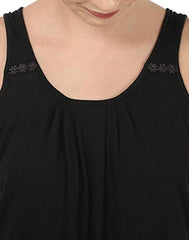 BLAZON Women's Cotton Solid Midi Slip Premium Dreams Nighty (Available Sizes: S, M, L, XL, 2XL, 3XL, 4XL, 5XL) - Black