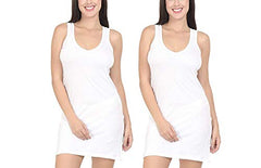 BLAZON Women's Cotton Hosiery Selfie Midi Slip Combo Pack of 2 (Available Sizes: XS, S, M, L, XL, 2XL, 3XL, 4XL, 5XL) - White