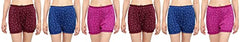 BLAZON Women's Cotton Hoisery Bloomers Floral Print Combo (Pack of 6) (Availabe Sizes: XS, S, M, L, XL, XXL, 3XL, 4XL, 5XL) - Tamarind, Vivid Violet and Sapphire Blue