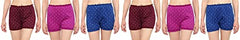 BLAZON Women's Cotton Hoisery Bloomers Floral Print Combo (Pack of 6) (Availabe Sizes: XS, S, M, L, XL, XXL, 3XL, 4XL, 5XL) - Sapphire Blue, Tamarind and Vivid Violet
