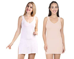 BLAZON Women's Cotton Hosiery Selfie Midi Slip Combo Pack of 2 (Available Sizes: XS, S, M, L, XL, 2XL, 3XL, 4XL, 5XL) - Multicolour