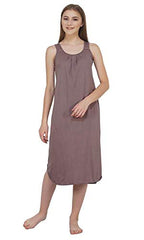 BLAZON Women's Cotton Solid Midi Slip Premium Dreams Nighty (Available Sizes: S, M, L, XL, 2XL, 3XL, 4XL, 5XL) - Brownish Grey