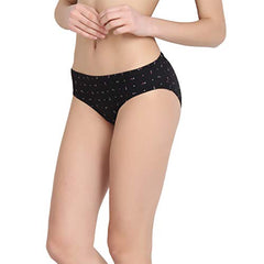 BLAZON Women's Mid Rise Hipster Soft Skin (Inner-Elastic) Panty | Floral Print | Combo Pack of 3 | Dark Base | Available Sizes: S, M, L, XL, 2XL, 3XL, 4XL, 5XL - ANEMONE (Black, Brown, Navy Blue)