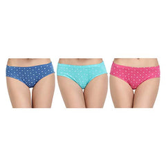 BLAZON Women's Mid Rise Hipster Soft Skin (Inner-Elastic) Panty | Printed | Combo Pack of 3 | Colour Base | Available Sizes: S, M, L, XL, 2XL, 3XL, 4XL, 5XL - ETHNIC (Dark Pink, Turquoise, Azure Blue)
