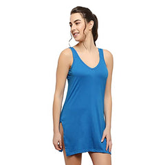 BLAZON Women's Cotton Hosiery Selfie Midi Slip Combo Pack of 2 (Available Sizes: XS, S, M, L, XL, 2XL, 3XL, 4XL, 5XL) - Royal Blue, Whiskey