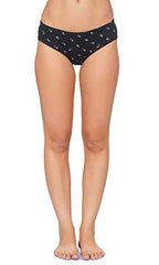 BLAZON Women's Mid Rise Hipster Floral Printed Premium Soft Skin (Inner-Elastic) Panty - Black, Brown, Navy Blue