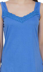 BLAZON Women's Cotton Hosiery Fairy Full Slip (Available Sizes: S, M, L, XL, 2XL, 3XL, 4XL, 5XL) - Azure Blue