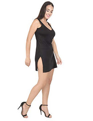 BLAZON Women's Cotton Hosiery Selfie Midi Slip Combo Pack of 2 (Available Sizes: XS, S, M, L, XL, 2XL, 3XL, 4XL, 5XL) - Black, Off White