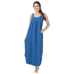 BLAZON Women's Cotton Nighty Slip - Set of 2 (Royal Blue & White)