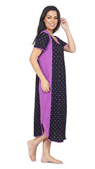 BLAZON Dreams Nighty (Half Sleeves Cotton Nighty) - Black