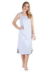 BLAZON Women's Cotton Hosiery Solid Maxi Nighty Slip (Pack of 2) Available Sizes: S, M, L, XL, 2XL, 3XL, 4XL, 5XL - Blueberry Frost, Almond Frost