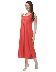 BLAZON Women's Cotton Nighty Slip - Set of 2 (Orange & White)