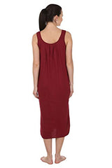 BLAZON Women's Cotton Nighty Slip - Set of 2 (Maroon & White)
