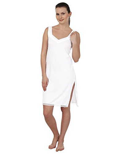 BLAZON Women's Cotton Long Camisole Fairy Full Slip Set of 2 (White)