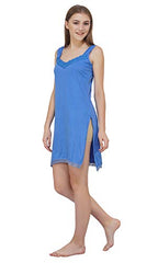 BLAZON Women's Cotton Hosiery Fairy Full Slip (Available Sizes: S, M, L, XL, 2XL, 3XL, 4XL, 5XL) - Azure Blue