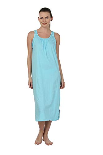 BLAZON Women's Cotton Solid Midi Slip Premium Dreams Nighty (Available Sizes: S, M, L, XL, 2XL, 3XL, 4XL, 5XL) - Turquoise