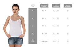 BLAZON Women's Premium Cotton Knits Hosiery Rosemerry Spaghetti Top | Combo Pack of 2 - Sober White, Bold Black