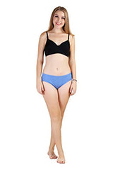 BLAZON Women's Mid Rise Hipster Soft Skin (Inner-Elastic) Panty | Floral Print | Combo Pack of 3 | Light Base | Available Sizes: S, M, L, XL, 2XL, 3XL, 4XL, 5XL - Azure Blue, Brownish Grey, Lavender