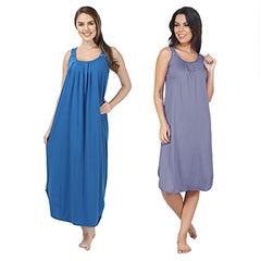 BLAZON Women's Cotton Hosiery Solid Maxi Nighty Slip (Pack of 2) Available Sizes: S, M, L, XL, 2XL, 3XL, 4XL, 5XL - Lavender, Royal Blue