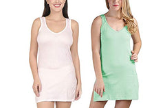 BLAZON Women's Cotton Hosiery Selfie Midi Slip Combo Pack of 2 (Available Sizes: XS, S, M, L, XL, 2XL, 3XL, 4XL, 5XL) - Baby Pink, Pista