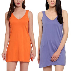 BLAZON Women's Cotton Hosiery Selfie Midi Slip Combo Pack of 2 (Available Sizes: XS, S, M, L, XL, 2XL, 3XL, 4XL, 5XL) - Orchard, Lavender