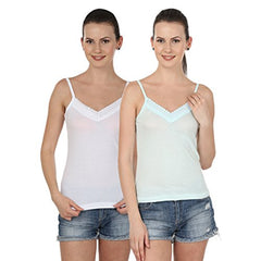 Blazon Women's Camisole Set Of 2 ( White, Sea Green )