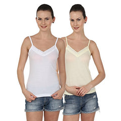 BLAZON Women's Camisole Set of 2 (White, Skin)