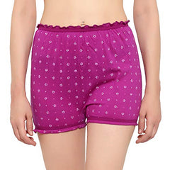 BLAZON Women's Cotton Hoisery Bloomers Floral Print Combo (Pack of 6) (Availabe Sizes: XS, S, M, L, XL, XXL, 3XL, 4XL, 5XL) - Sapphire Blue, Tamarind and Vivid Violet