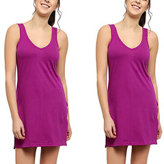 BLAZON Women's Cotton Hosiery Selfie Midi Slip Combo Pack of 2 (Available Sizes: XS, S, M, L, XL, 2XL, 3XL, 4XL, 5XL) - Vivid Violet