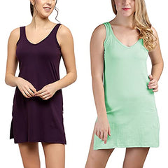 BLAZON Women's Cotton Hosiery Selfie Midi Slip Combo Pack of 2 (Available Sizes: XS, S, M, L, XL, 2XL, 3XL, 4XL, 5XL) - Blueviolet, Pista