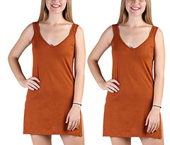 BLAZON Women's Cotton Hosiery Selfie Midi Slip Combo Pack of 2 (Available Sizes: XS, S, M, L, XL, 2XL, 3XL, 4XL, 5XL) - Brandy