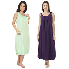 BLAZON Women's Cotton Hosiery Solid Maxi Nighty Slip (Pack of 2) Available Sizes: S, M, L, XL, 2XL, 3XL, 4XL, 5XL - Sea Green, Blueviolet