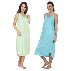 BLAZON Women's Cotton Hosiery Solid Maxi Nighty Slip (Pack of 2) Available Sizes: S, M, L, XL, 2XL, 3XL, 4XL, 5XL - Sea Green, Turquoise