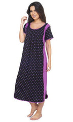 BLAZON Dreams Nighty (Half Sleeves Cotton Nighty) - Black