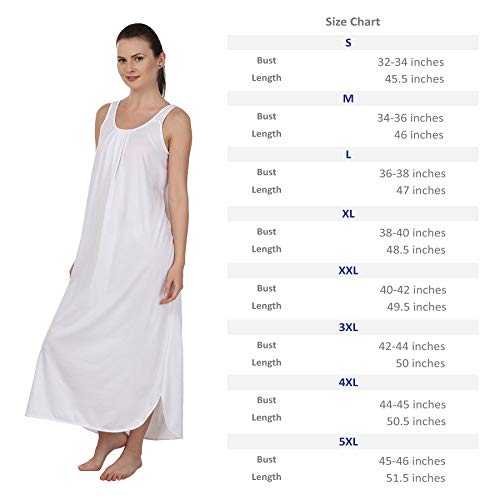 BLAZON Women's Cotton Solid Midi Slip Premium Dreams Nighty (Available Sizes: S, M, L, XL, 2XL, 3XL, 4XL, 5XL) - White