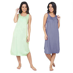 BLAZON Women's Cotton Hosiery Solid Maxi Nighty Slip (Pack of 2) Available Sizes: S, M, L, XL, 2XL, 3XL, 4XL, 5XL - Lavender, Sea Green