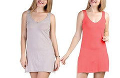 BLAZON Women's Cotton Hosiery Selfie Midi Slip Combo Pack of 2 (Available Sizes: XS, S, M, L, XL, 2XL, 3XL, 4XL, 5XL) - Almond Frost, Old Rose