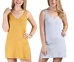 BLAZON Women's Cotton Hosiery Selfie Midi Slip Combo Pack of 2 (Available Sizes: XS, S, M, L, XL, 2XL, 3XL, 4XL, 5XL) - Whiskey, Blueberry Frost