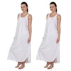 BLAZON Women's Cotton Hosiery Solid Maxi Nighty Slip (Pack of 2) Available Sizes: S, M, L, XL, 2XL, 3XL, 4XL, 5XL - White