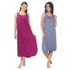 BLAZON Women's Cotton Hosiery Solid Maxi Nighty Slip (Pack of 2) Available Sizes: S, M, L, XL, 2XL, 3XL, 4XL, 5XL - Lavender, Vivid Violet
