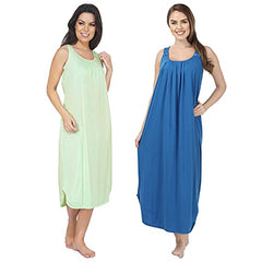 BLAZON Women's Cotton Hosiery Solid Maxi Nighty Slip (Pack of 2) Available Sizes: S, M, L, XL, 2XL, 3XL, 4XL, 5XL - Sea Green, Royal Blue